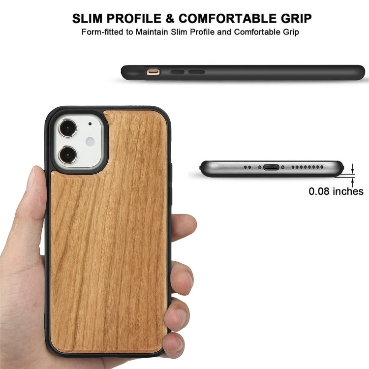 For iPhone 12 mini Wood Veneer + TPU Shockproof Case