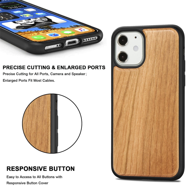 For iPhone 12 mini Wood Veneer + TPU Shockproof Case