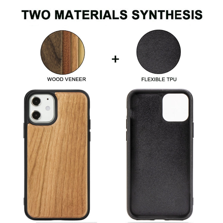For iPhone 12 mini Wood Veneer + TPU Shockproof Case