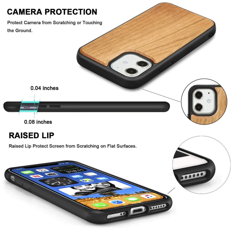 For iPhone 12 mini Wood Veneer + TPU Shockproof Case