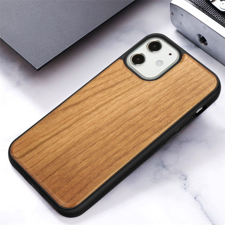 For iPhone 12 mini Wood Veneer + TPU Shockproof Case
