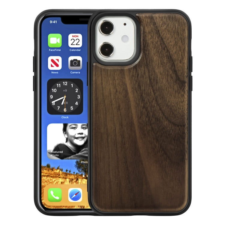 For iPhone 12 mini Wood Veneer + TPU Shockproof Case