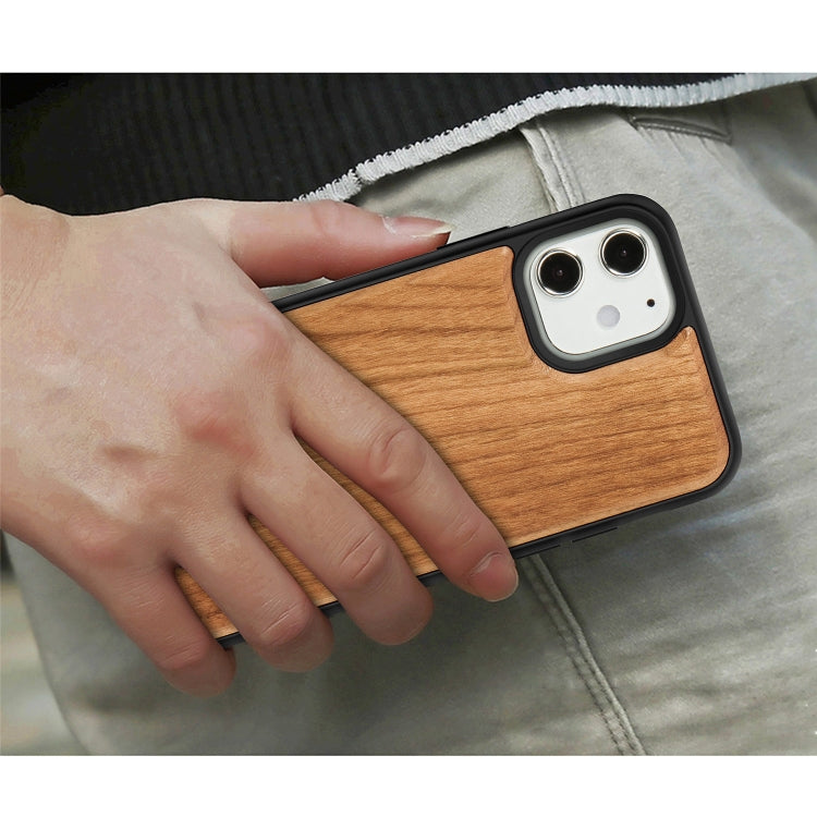 For iPhone 12 mini Wood Veneer + TPU Shockproof Case