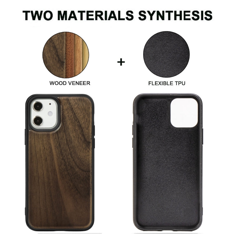 For iPhone 12 mini Wood Veneer + TPU Shockproof Case