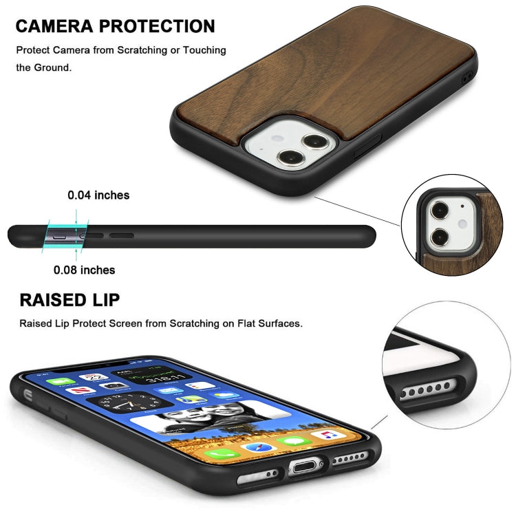 For iPhone 12 mini Wood Veneer + TPU Shockproof Case