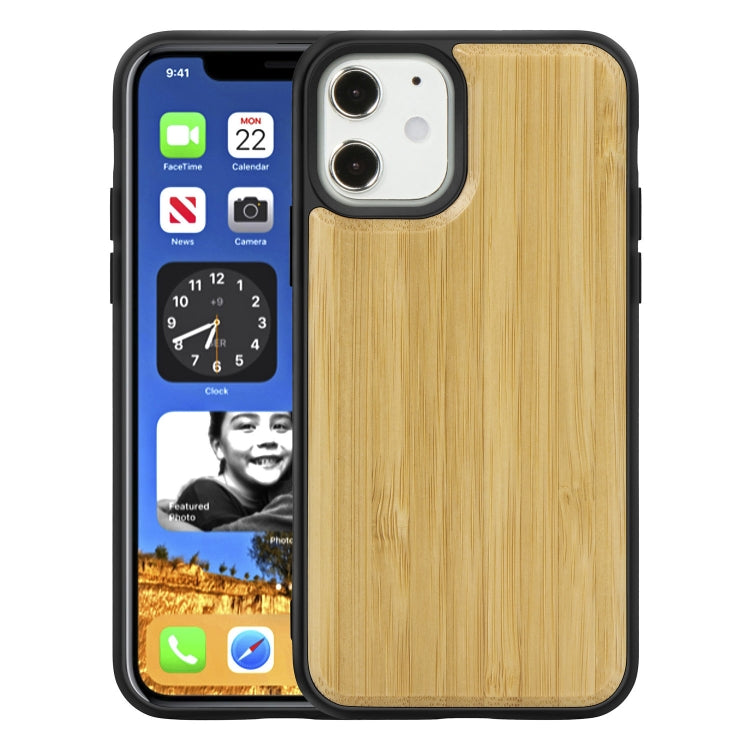 For iPhone 12 mini Wood Veneer + TPU Shockproof Case