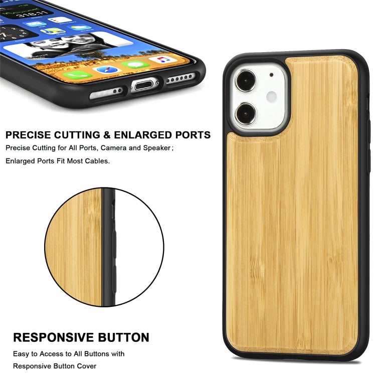 For iPhone 12 mini Wood Veneer + TPU Shockproof Case