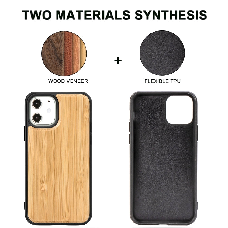 For iPhone 12 mini Wood Veneer + TPU Shockproof Case