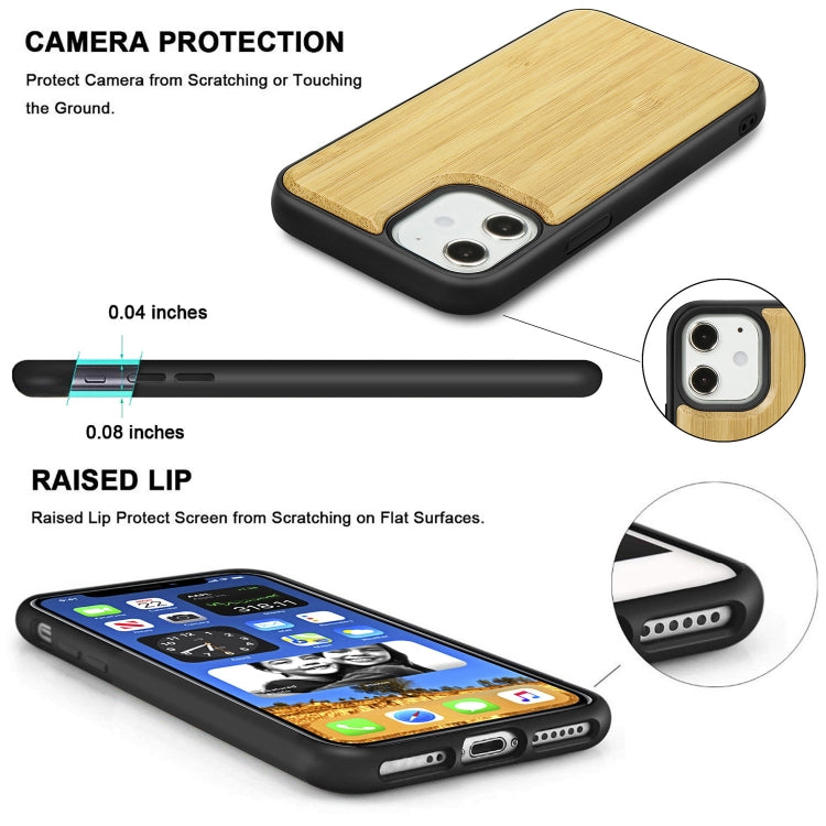 For iPhone 12 mini Wood Veneer + TPU Shockproof Case