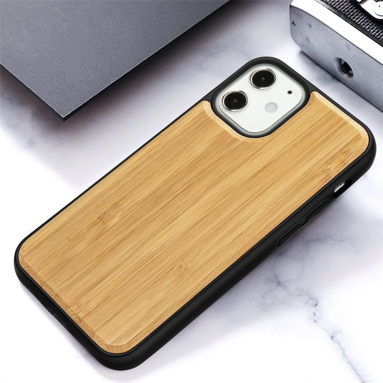 For iPhone 12 mini Wood Veneer + TPU Shockproof Case