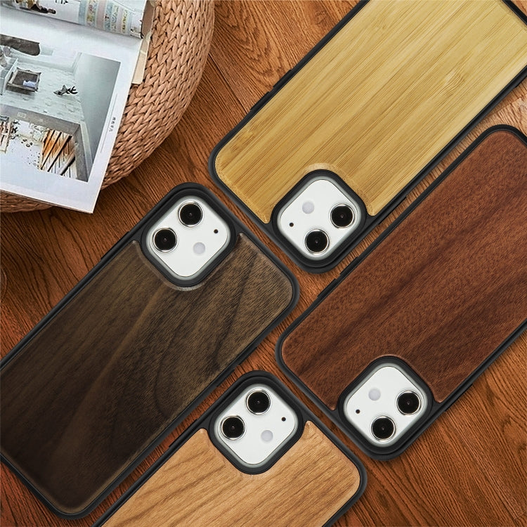 For iPhone 12 mini Wood Veneer + TPU Shockproof Case
