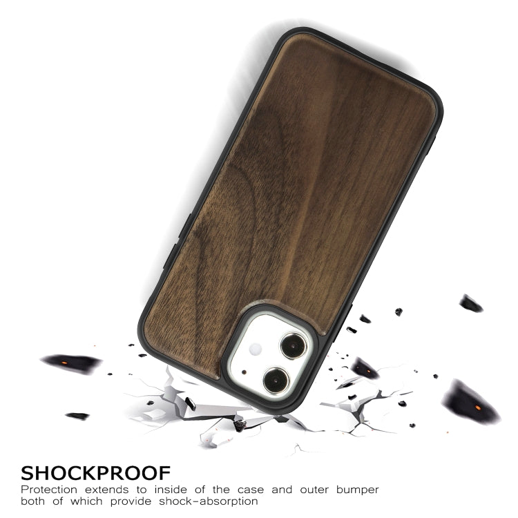 For iPhone 12 mini Wood Veneer + TPU Shockproof Case