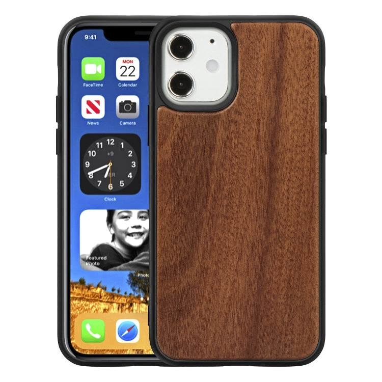 For iPhone 12 mini Wood Veneer + TPU Shockproof Case
