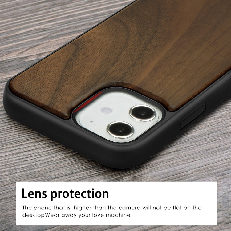 For iPhone 12 mini Wood Veneer + TPU Shockproof Case