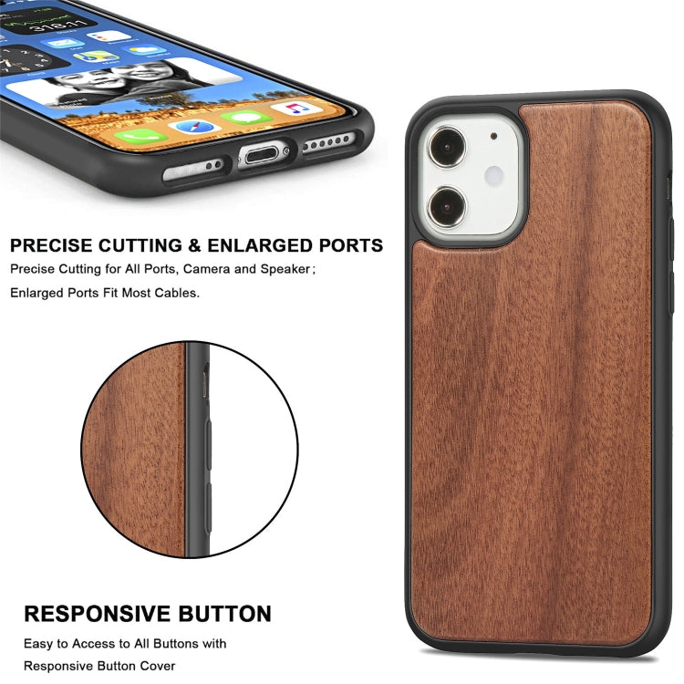 For iPhone 12 mini Wood Veneer + TPU Shockproof Case
