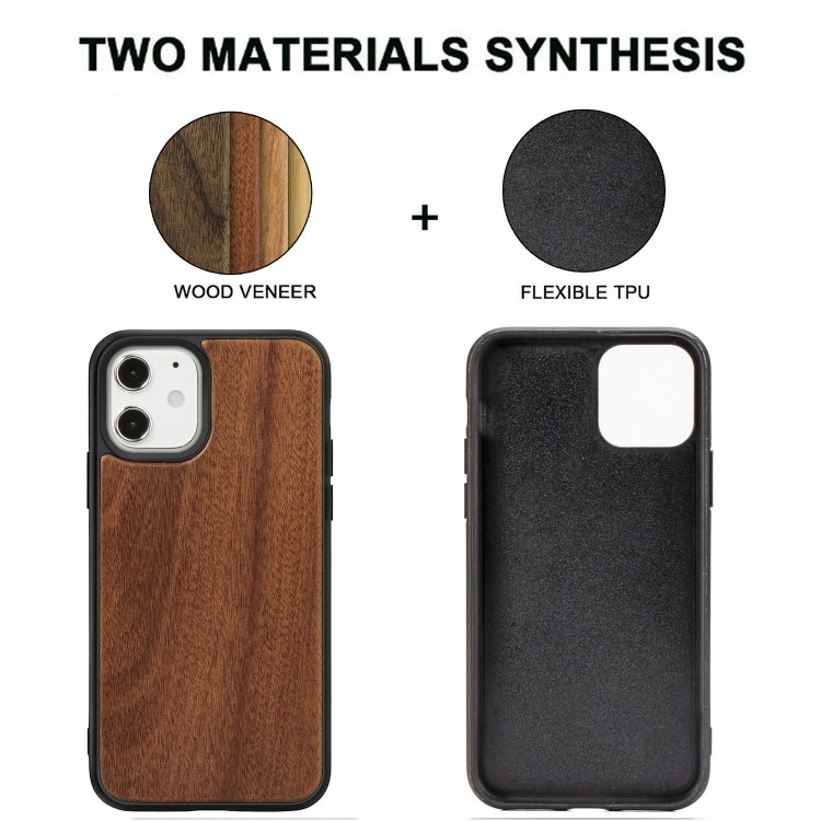 For iPhone 12 mini Wood Veneer + TPU Shockproof Case