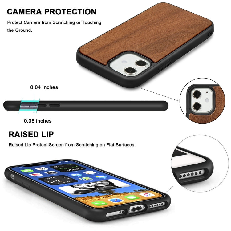 For iPhone 12 mini Wood Veneer + TPU Shockproof Case
