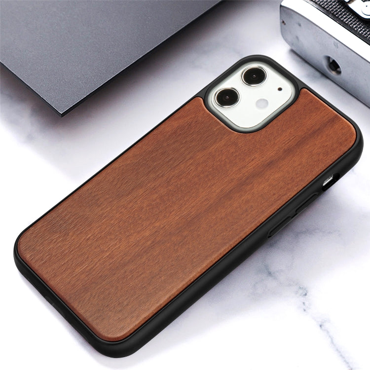 For iPhone 12 mini Wood Veneer + TPU Shockproof Case