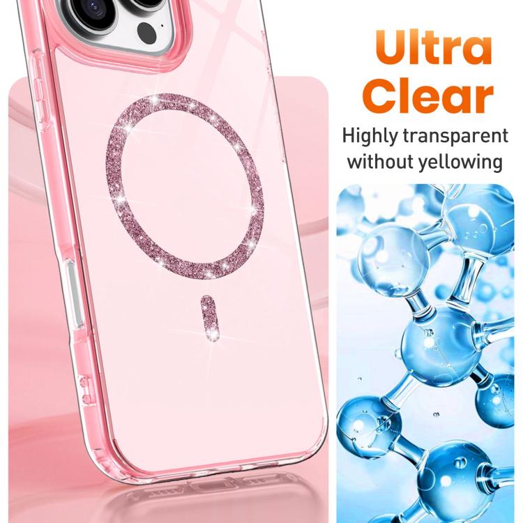 For iPhone 12 Pro Max Transparent MagSafe Glitter Powder Acrylic Phone Case