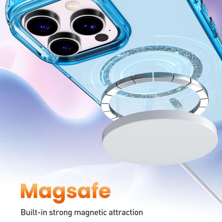 For iPhone 13 Pro Transparent MagSafe Glitter Powder Acrylic Phone Case