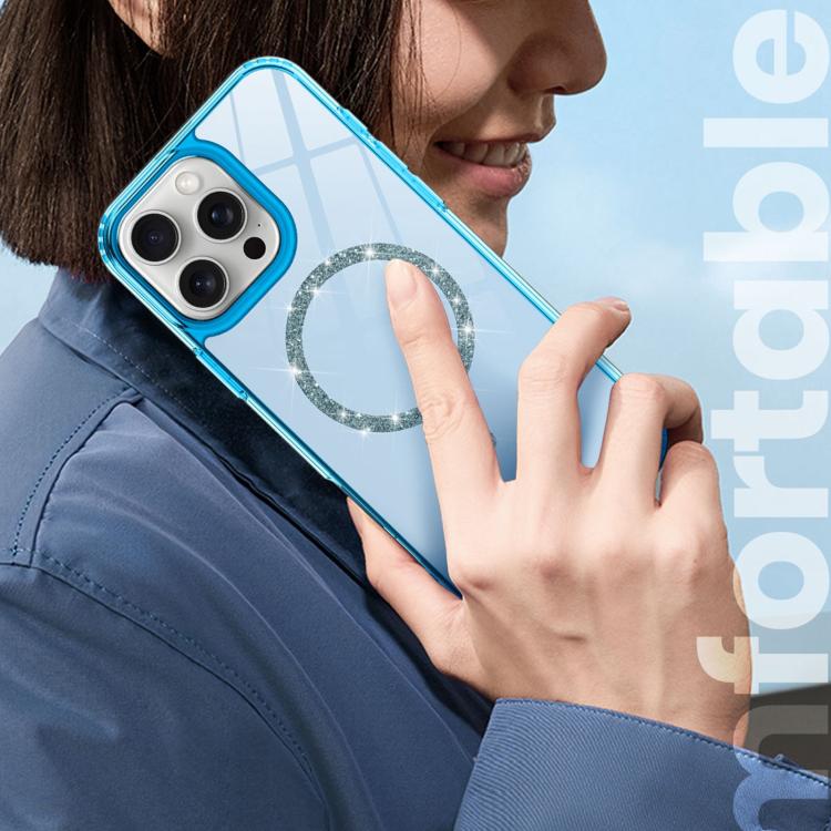 For iPhone 16 Pro Transparent MagSafe Glitter Powder Acrylic Phone Case