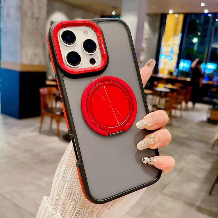 For iPhone 16 Skin-feel Two-color Edge Strips 360 MagSafe Holder Phone Case
