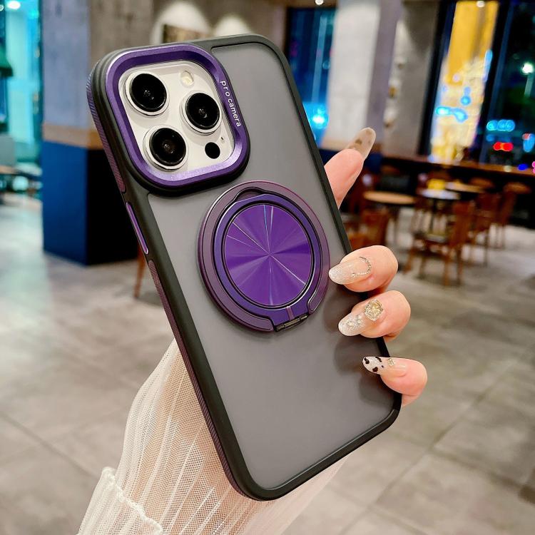 For iPhone 16 Skin-feel Two-color Edge Strips 360 MagSafe Holder Phone Case