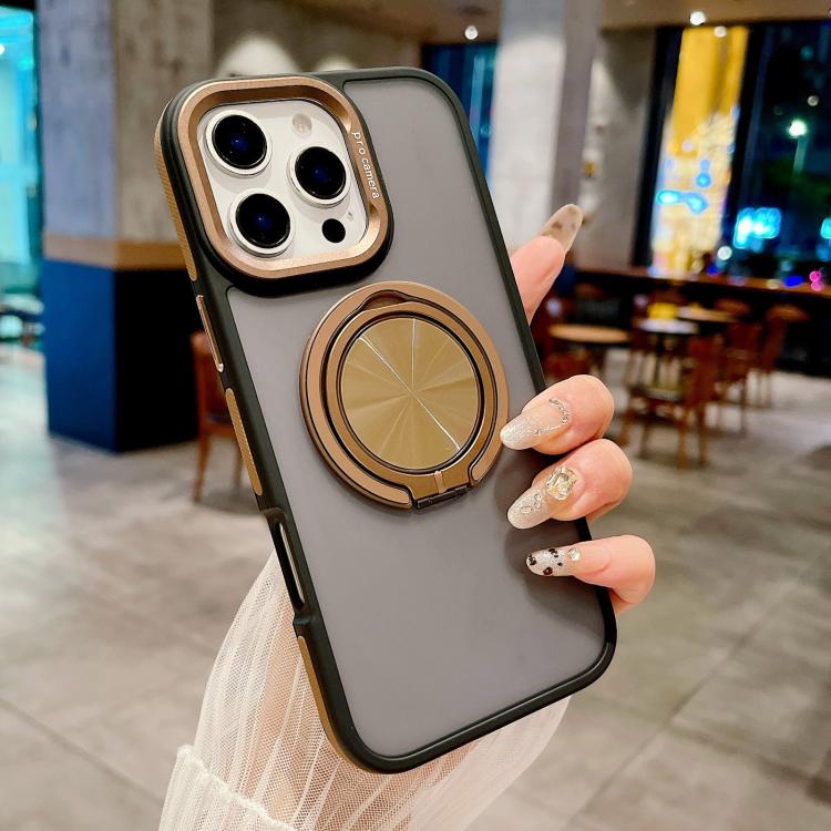 For iPhone 15 Pro Skin-feel Two-color Edge Strips 360 MagSafe Holder Phone Case