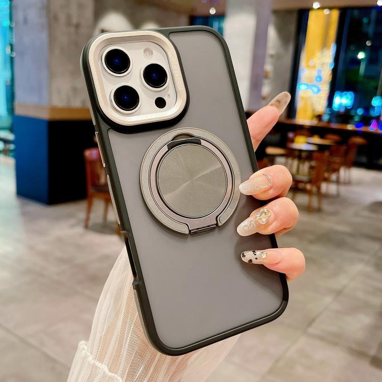 For iPhone 12 Pro Max Skin-feel Two-color Edge Strips 360 MagSafe Holder Phone Case