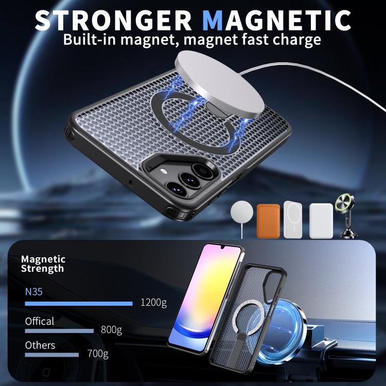 For Samsung Galaxy A25 5G Honeycomb Cooling MagSafe Holder Phone Case