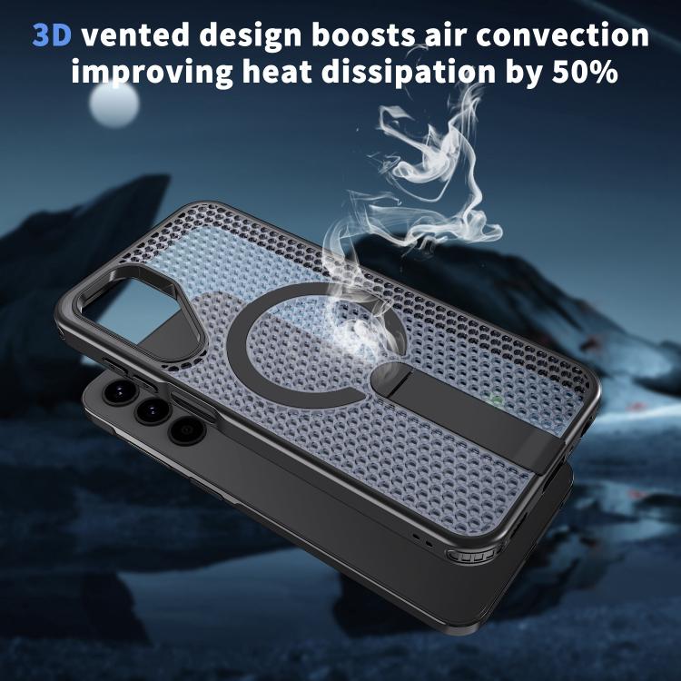 For Samsung Galaxy A25 5G Honeycomb Cooling MagSafe Holder Phone Case