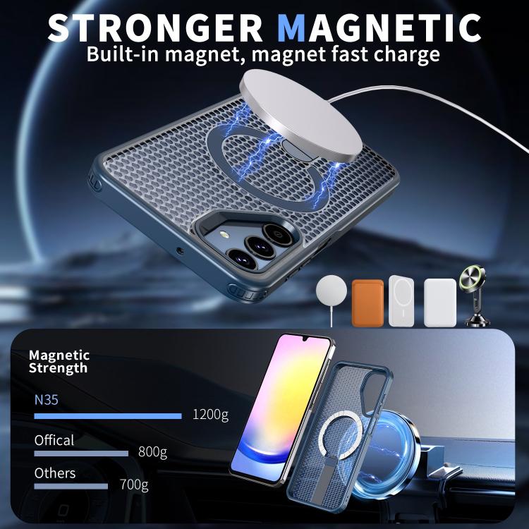 For Samsung Galaxy A25 5G Honeycomb Cooling MagSafe Holder Phone Case