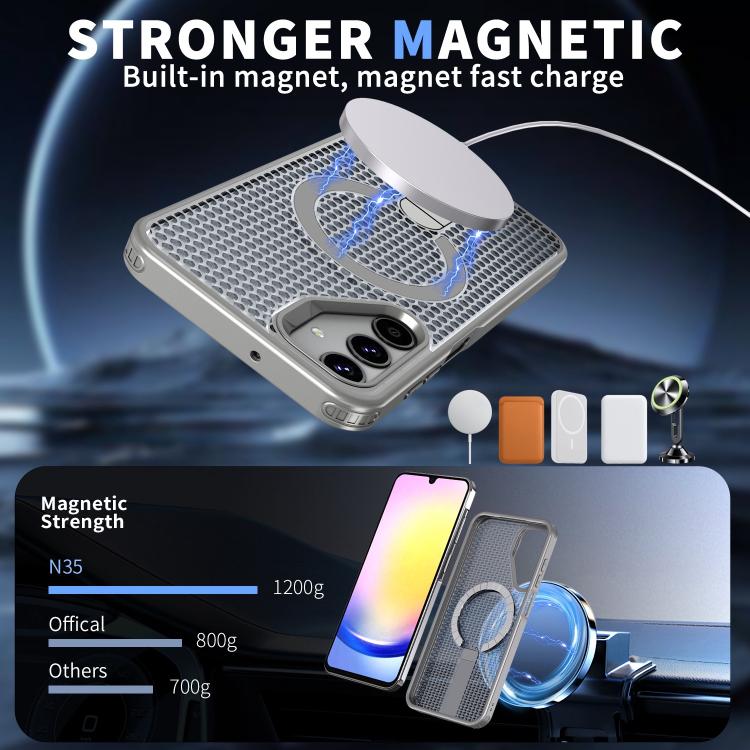 For Samsung Galaxy A25 5G Honeycomb Cooling MagSafe Holder Phone Case