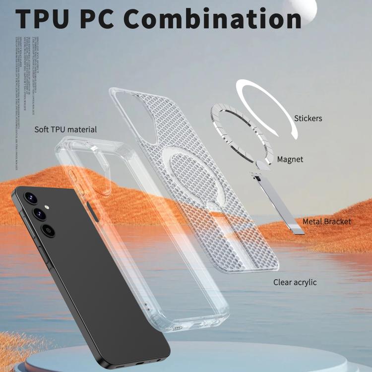 For Samsung Galaxy A25 5G Honeycomb Cooling MagSafe Holder Phone Case