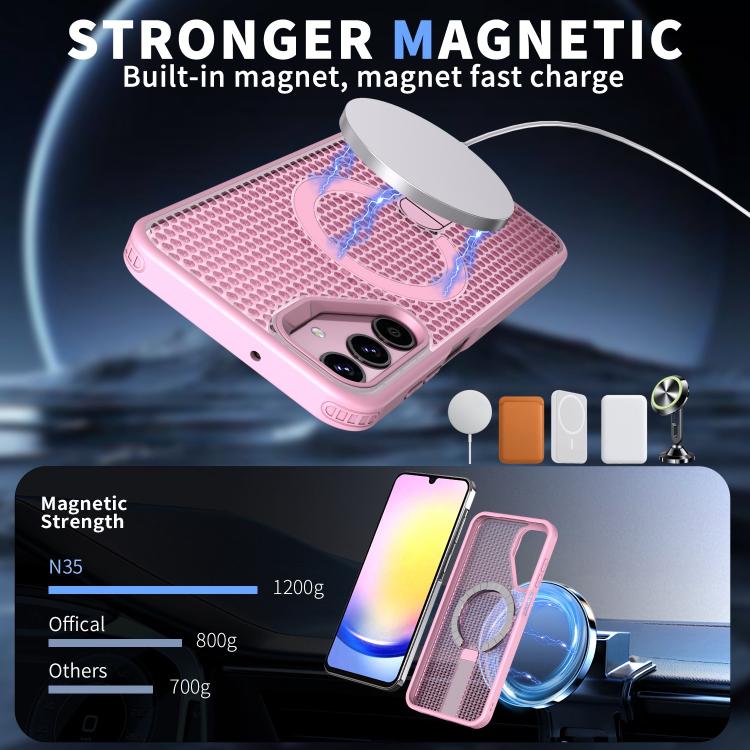 For Samsung Galaxy A25 5G Honeycomb Cooling MagSafe Holder Phone Case
