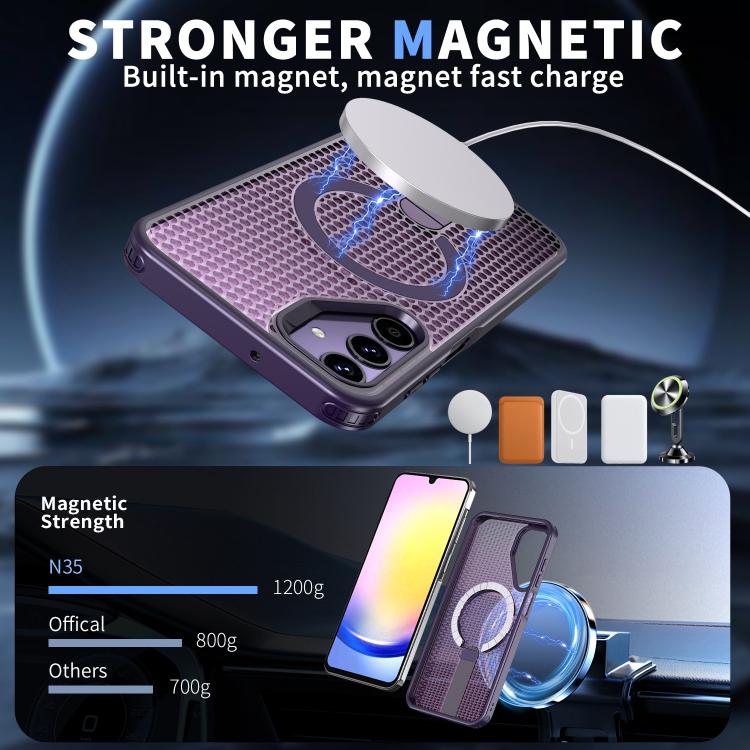 For Samsung Galaxy A25 5G Honeycomb Cooling MagSafe Holder Phone Case