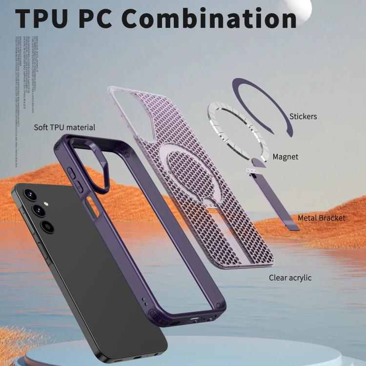For Samsung Galaxy A25 5G Honeycomb Cooling MagSafe Holder Phone Case