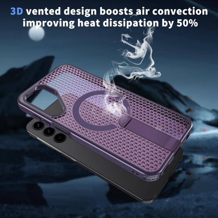 For Samsung Galaxy A25 5G Honeycomb Cooling MagSafe Holder Phone Case