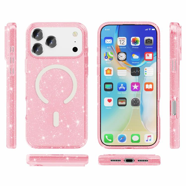 For iPhone 17 Pro Terminator Style Glitter Powder MagSafe Magnetic Phone Case