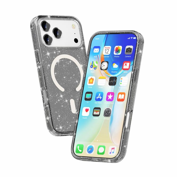 For iPhone 17 Pro Terminator Style Glitter Powder MagSafe Magnetic Phone Case
