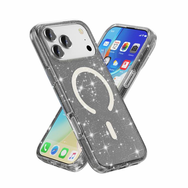 For iPhone 17 Pro Terminator Style Glitter Powder MagSafe Magnetic Phone Case