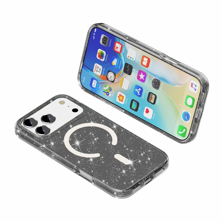 For iPhone 17 Pro Terminator Style Glitter Powder MagSafe Magnetic Phone Case