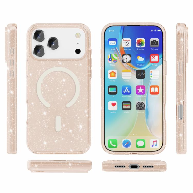 For iPhone 17 Pro Terminator Style Glitter Powder MagSafe Magnetic Phone Case