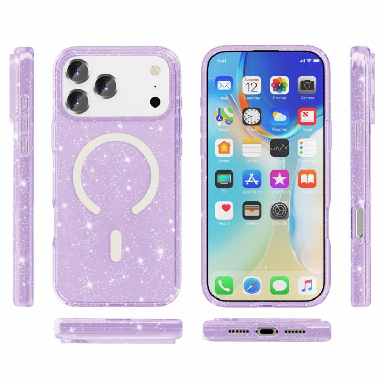 For iPhone 17 Pro Terminator Style Glitter Powder MagSafe Magnetic Phone Case