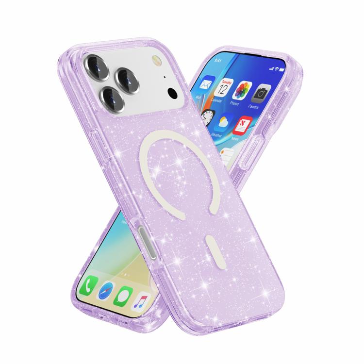 For iPhone 17 Pro Terminator Style Glitter Powder MagSafe Magnetic Phone Case