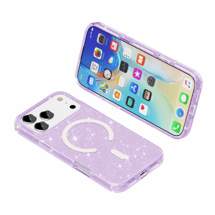For iPhone 17 Pro Terminator Style Glitter Powder MagSafe Magnetic Phone Case