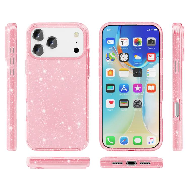 For iPhone 17 Pro Shockproof Terminator Glitter Powder Phone Case