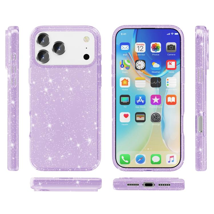 For iPhone 17 Pro Shockproof Terminator Glitter Powder Phone Case