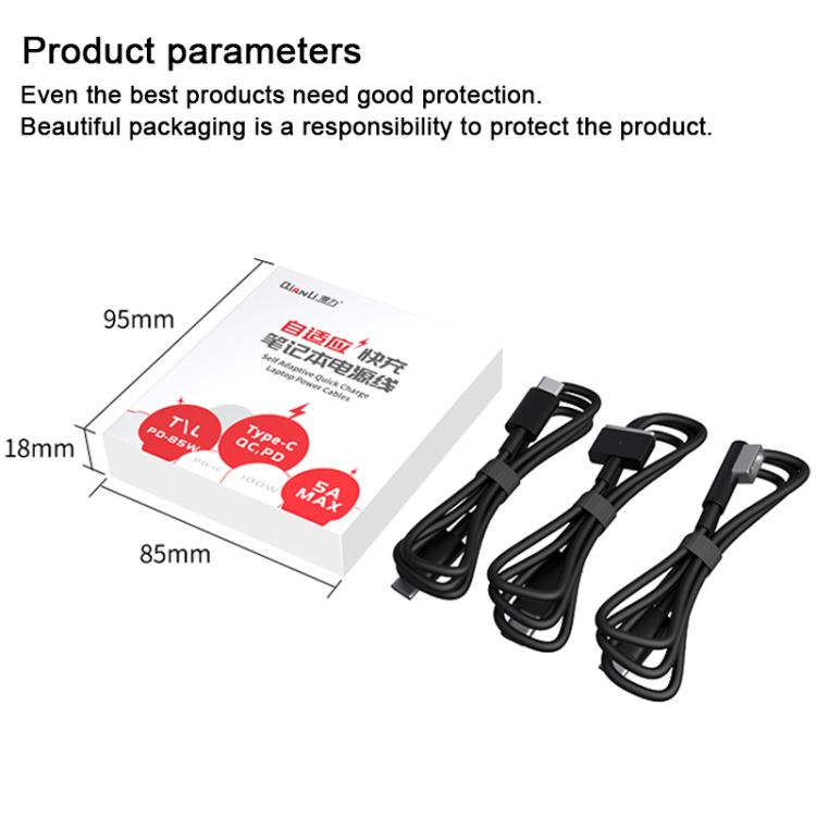 QianLi Adaptive Notebook Power Cable, Interface:L Head to Type-C