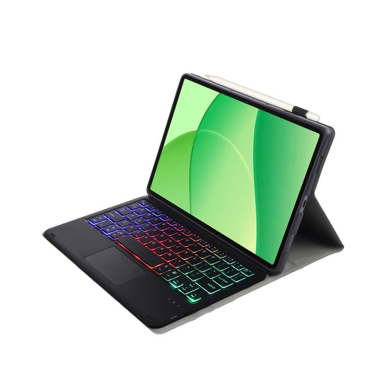 For OPPO Pad SE OP17-AS Ultra-thin Detachable Backlight Bluetooth Keyboard Leather Tablet Case with Touchpad - Black